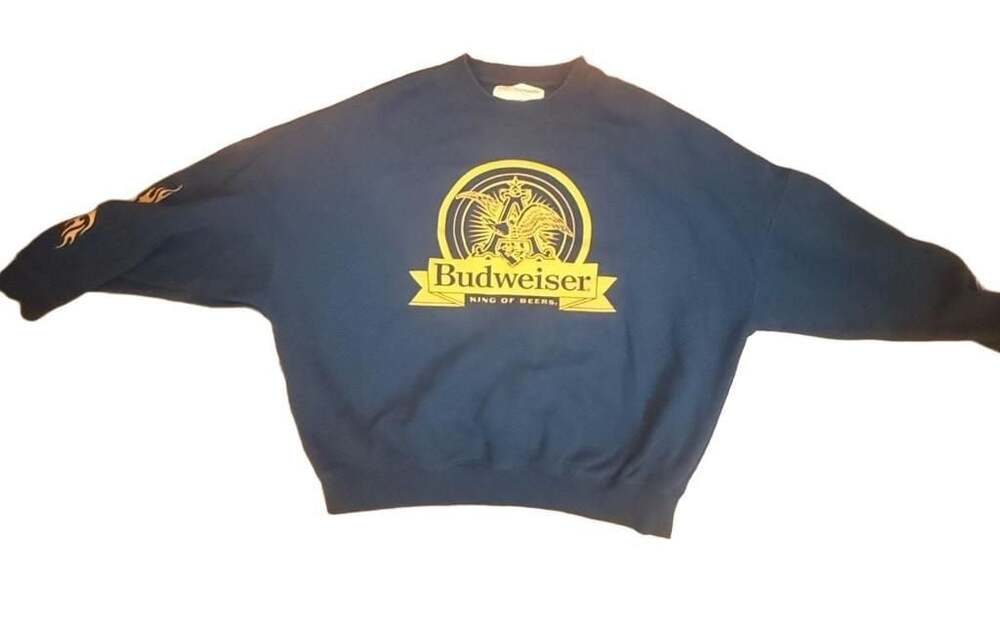 Pacsun Budweiser King of Beers Graphic Crewneck Sweatshirt Blue